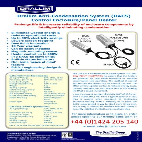 Drallim Anti-Condensation System Control Enclosure & Panel Heater