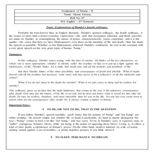 Hamlet's FOURTH soliloquy.