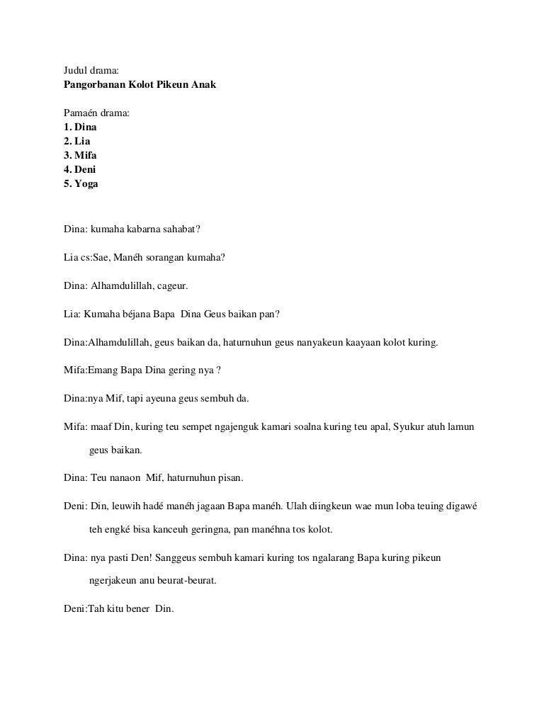 Contoh Naskah Drama Bahasa Sunda 5 Orang Aneka Contoh