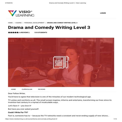 Drama and comedy writing level 3   visio learning