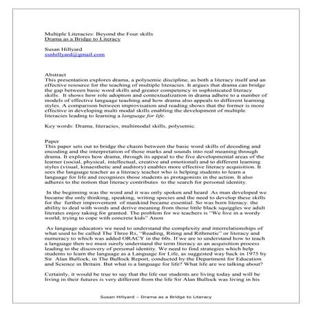 Drama as a Bridge to Literacy  2012