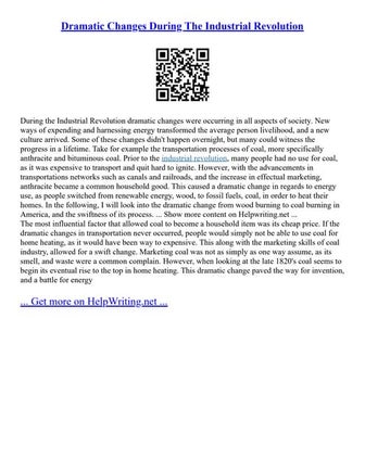 Dramatic Changes During The Industrial Revolution