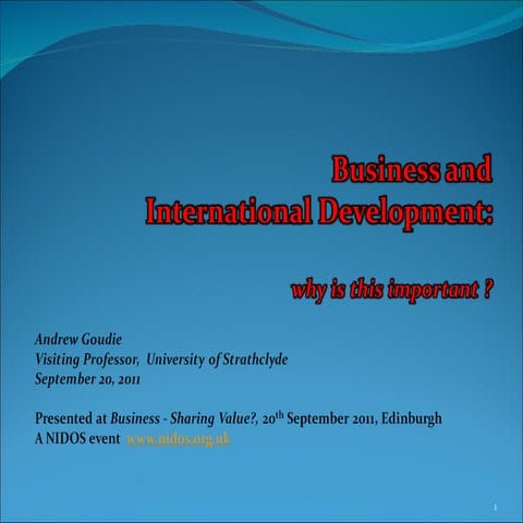Business - Sharing Value? Business & International development: Why is this i...