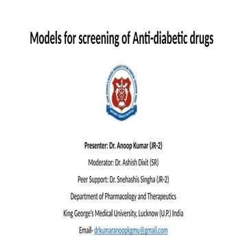 Model for screening Of Anti-Diabetic agents