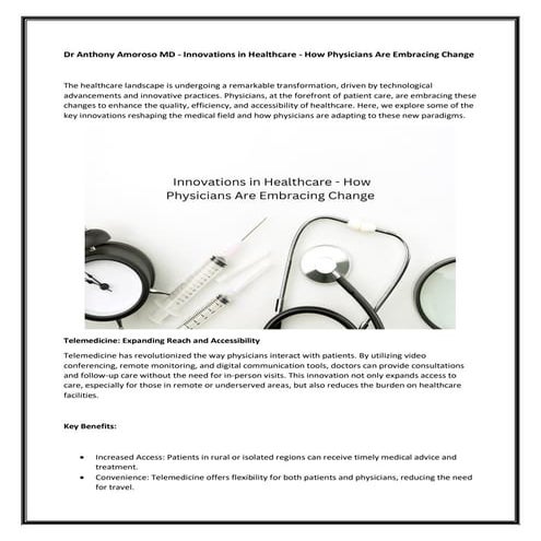 Dr Anthony Amoroso MD - Innovations in Healthcare - How Physicians Are Embrac...
