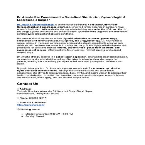 Dr. Anusha Rao Ponnamanen-- Obstetrician | DOCX
