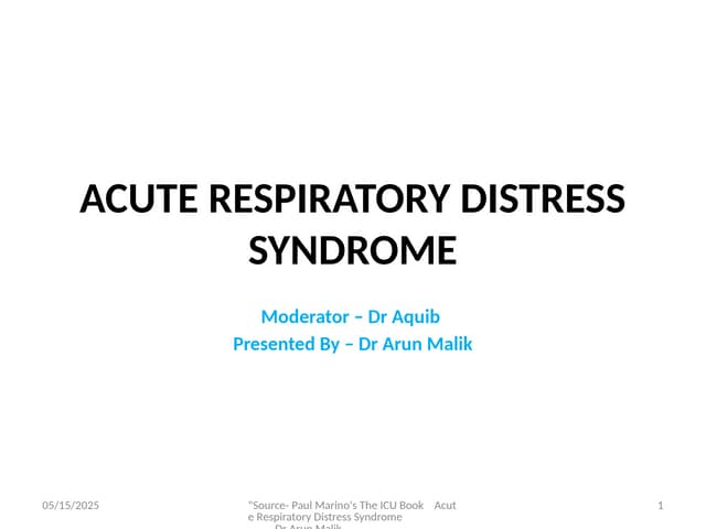 pediatric Acute Respiratory Distress Syndrome ( ARDS ) | PPTX