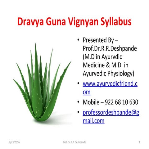 Dravya guna vignyan syllabus PPT
