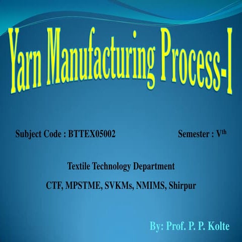 Yarn Manufacturing Process : Drawframe