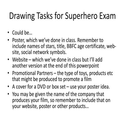 Drawing task for superhero exam