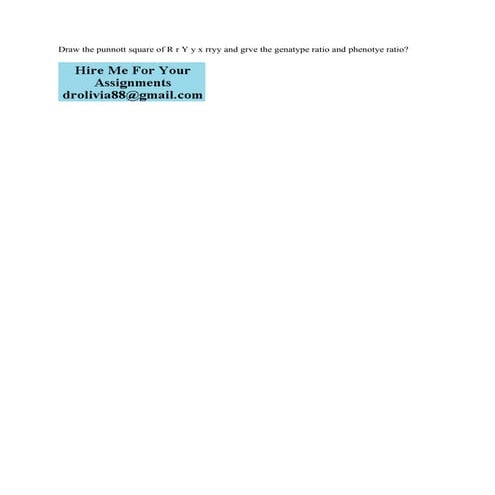 Draw the punnott square of RrYyx rryy and grve the genatype ratio and.pdf