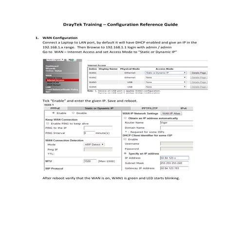 DrayTek training - Configuration Reference Guide