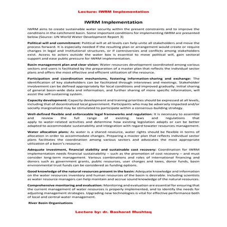 Dr bm iwrm implementation