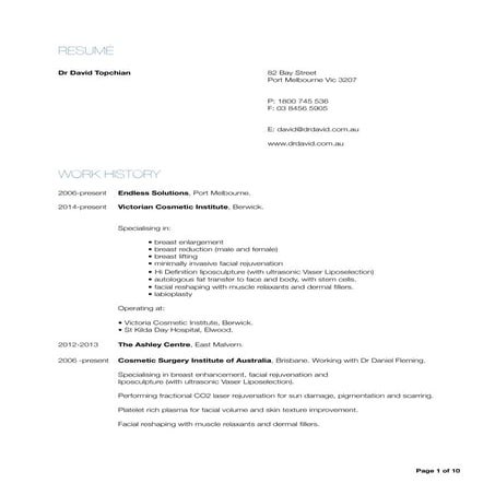 Dr David Topchian CV