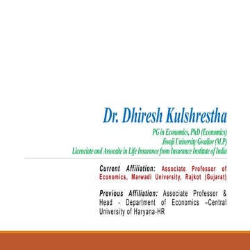 Dr Dhiresh Kulshrestha Academic and Research Contribution