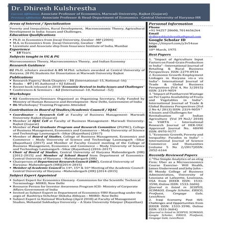 Dr Dhiresh Kulshrestha Updated CV