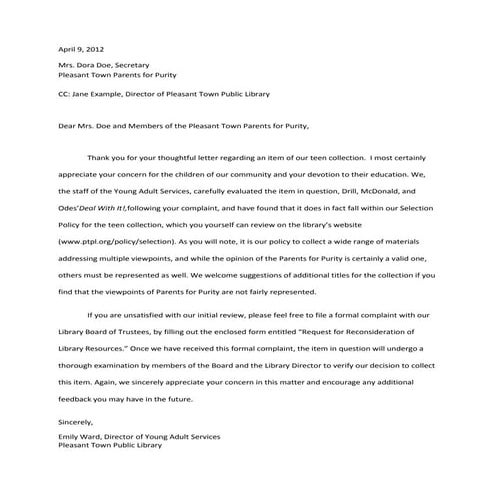 Response Letter to Challenge