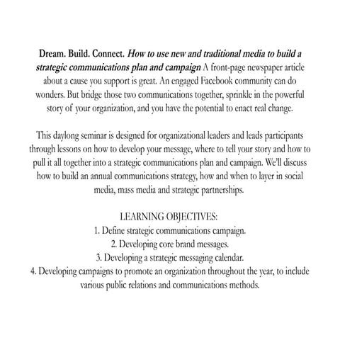 Dream. Build. Connect. 