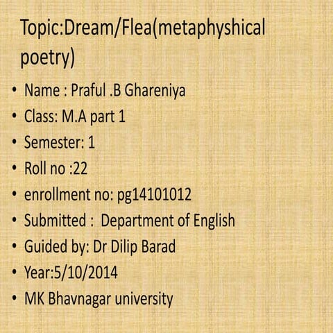 Dream flea metaphyshical poetry