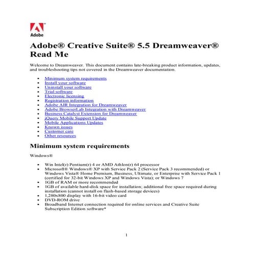Dreamweaver cs5.5 read me