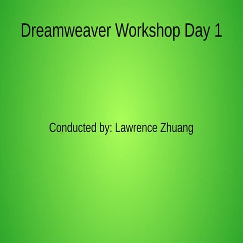 Dreamweaver workshop one