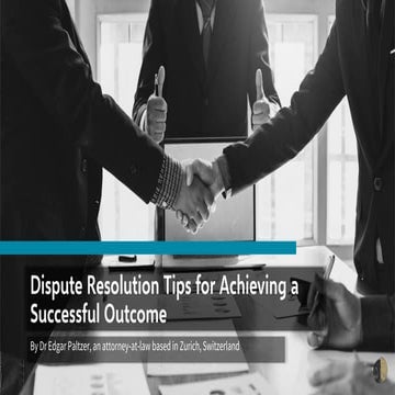 Dr Edgar Paltzer - Dispute Resolution Tips for Achieving a Successful Outcome