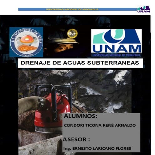 Drenaje y control de aguas subterraneas en mina 