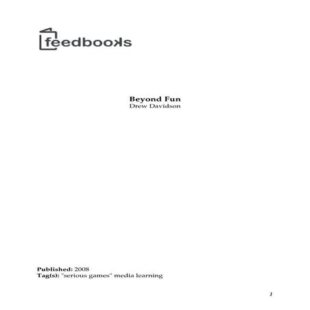 Free eBook - Beyond Fun: Serious Games and Media