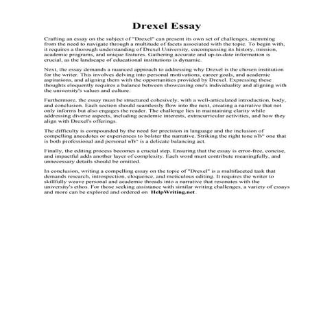 Drexel Essay