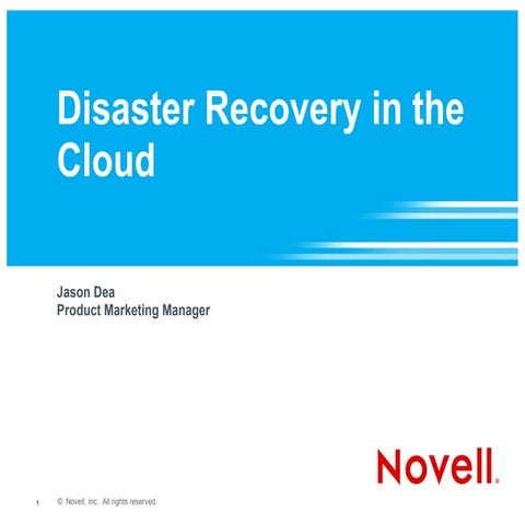 Disaster Recovery and the Cloud