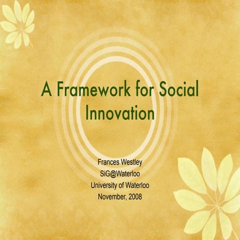 A framework for understanding social innovation