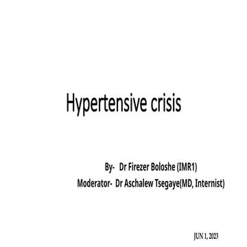 Chronic High Blood Pressure and Cardiovascular Risk (Hypertension) | PPTX
