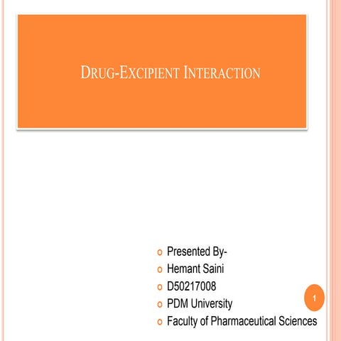 Drug excipients interaction : Types and techniques