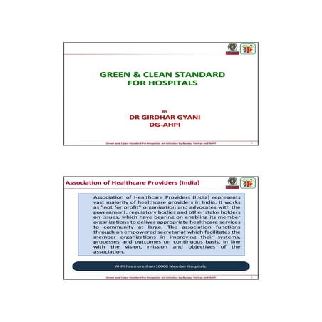 Green & Clean Standard for Hospitals