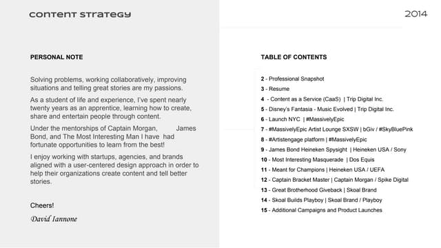 Integrated Content Strategy Portfolio (Example)