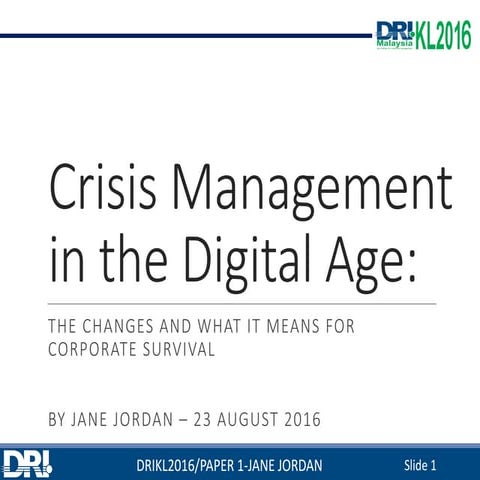 DRIKL2016 - Crisis Management in the Digital Age | PDF