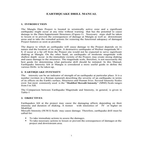 Tarbella Dam Project EARTHQUAKE DRILL MANUAL-2010.DOC