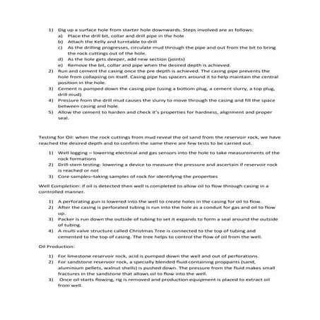 Drilling process oil and gas