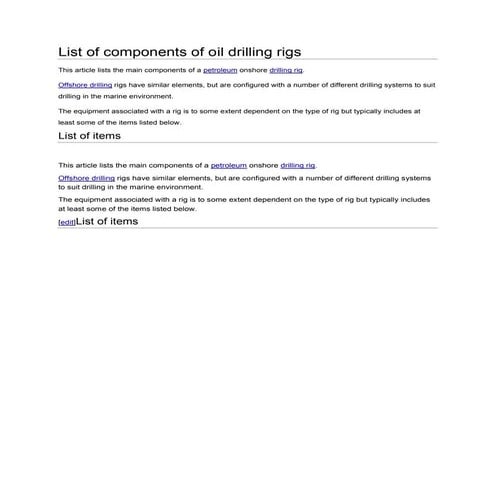 Drilling rigs main compnents | PDF
