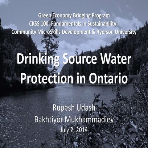 Drinking Source Water Protection in Ontario June 2014