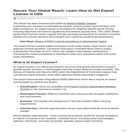Obtaining an Export License - International Trade Administration