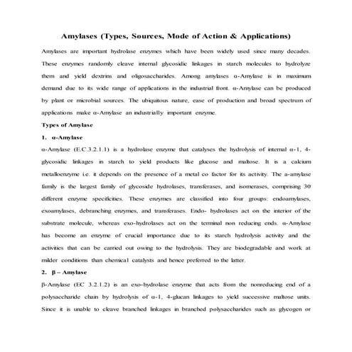 Amylases (Types, Sources, Mode of Action & Applications)