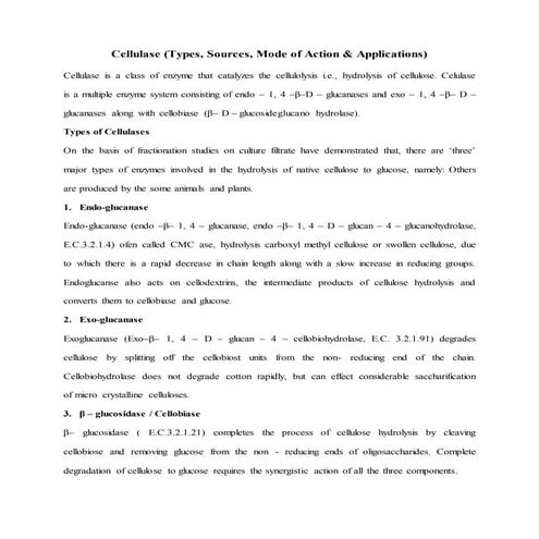 Cellulase (Types, Sources, Mode of Action & Applications)