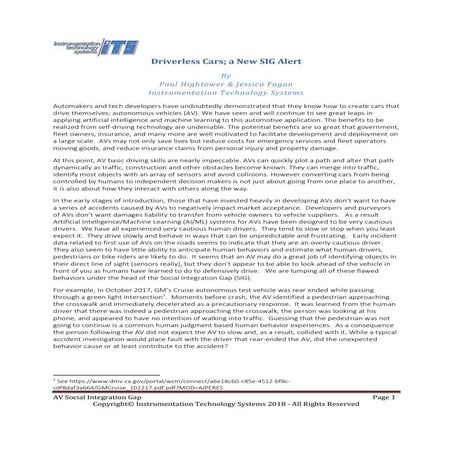 Driverless Cars; a New SIG Alert