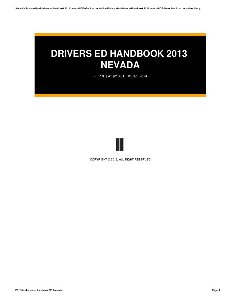 Drivers ed handbook 2013 nevada