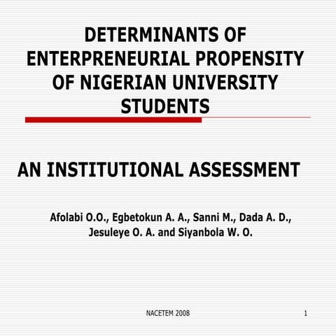 Drivers of student entrepreneurship in Nigeria