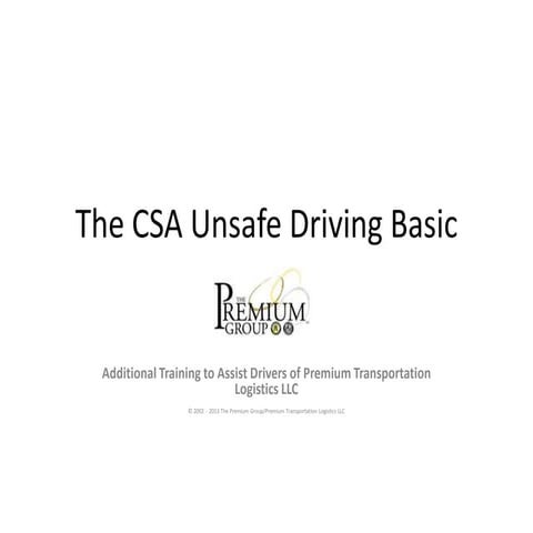 Unsafe Driving - CSA Basic Training