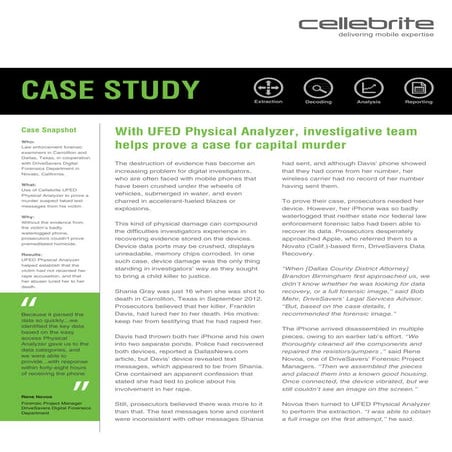 With UFED Physical Analyzer, investigative team helps prove a case for capita...