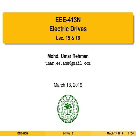 Drives lec 15_16_Armature Voltage based Speed Control Methods