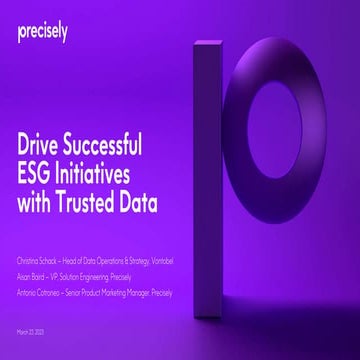 Drive Successful ESG Initiatives with Trusted Data